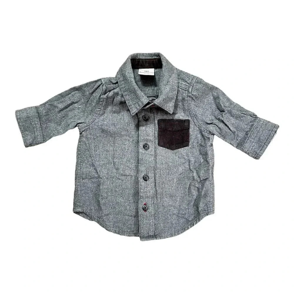 Hanna Andersson | Baby’s Gray Button Down Shirt (0-3 mos)